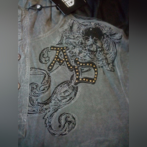 Artful Dodger Ancient Rustic Gothic Graphic Design Spray Hoodie Men's 3XL Gray - Picture 9 of 15